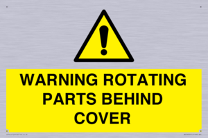 WARNING ROTATING PARTS BEHIND COVER